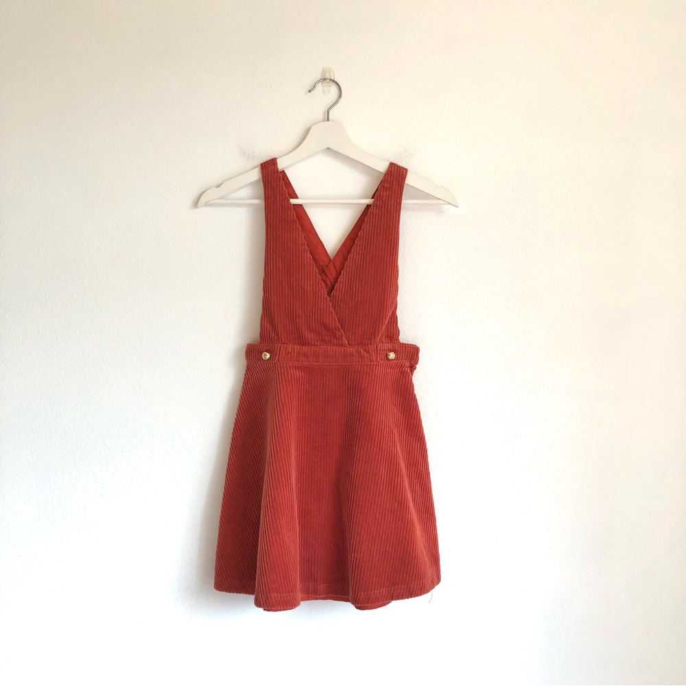 Janie and Jack Orange Corduroy Overall Dress Size 10 Preppy Academia Fall